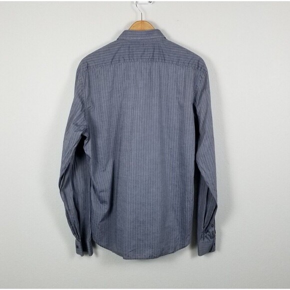 Burberry London Light Grey Cotton Stripe Long-Sleeve Button Up Shirt Size 17½-44 - Picture 5 of 11